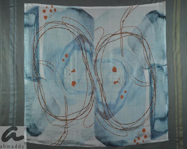 AHMADDY Schal Baumwolle Seide Modal grau blau